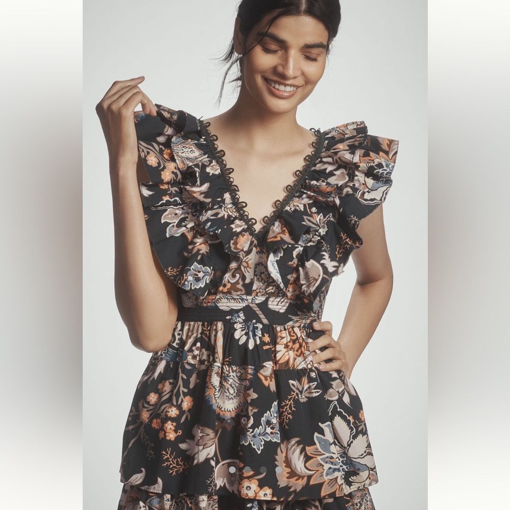 Anthropologie Sleeveless Ruffled A-Line Mini Dress - Picture 3 of 5